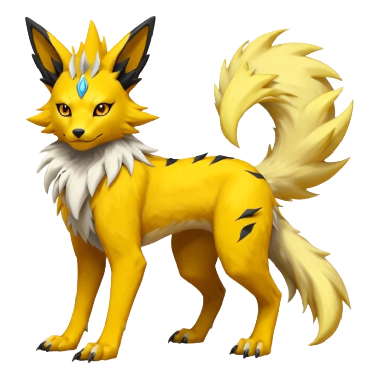Feral Quadrupedal Digitigrade Luxray-Jolteon-Renamon-Zeraora-Vernid-Sergal-fusion-hybrid-creature, full body  sticker
