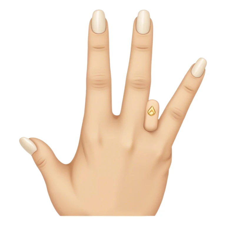 A hand that has middle finger above ring finger and the rest are showing sticker