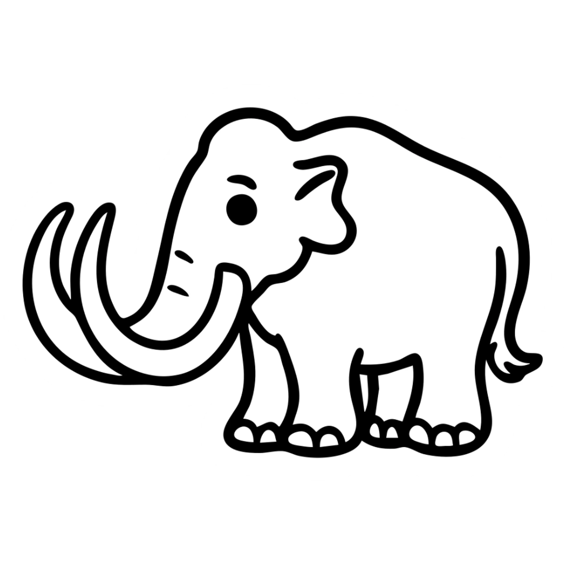 Woolly mammoth with distinctive curved tusks and trunk, side view sticker