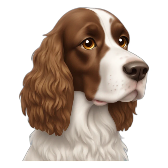 Springer spaniel with man and woman with long light hair sticker
