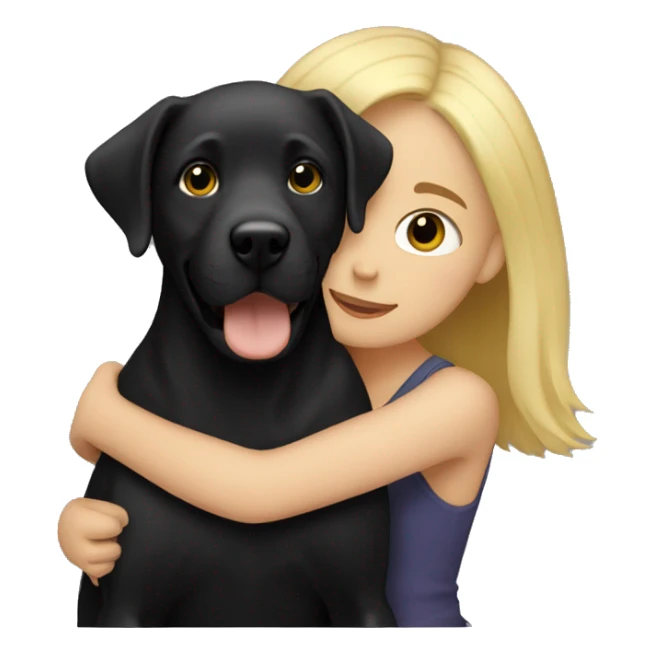 A blonde Hair Girl hugging her black Labrador  sticker