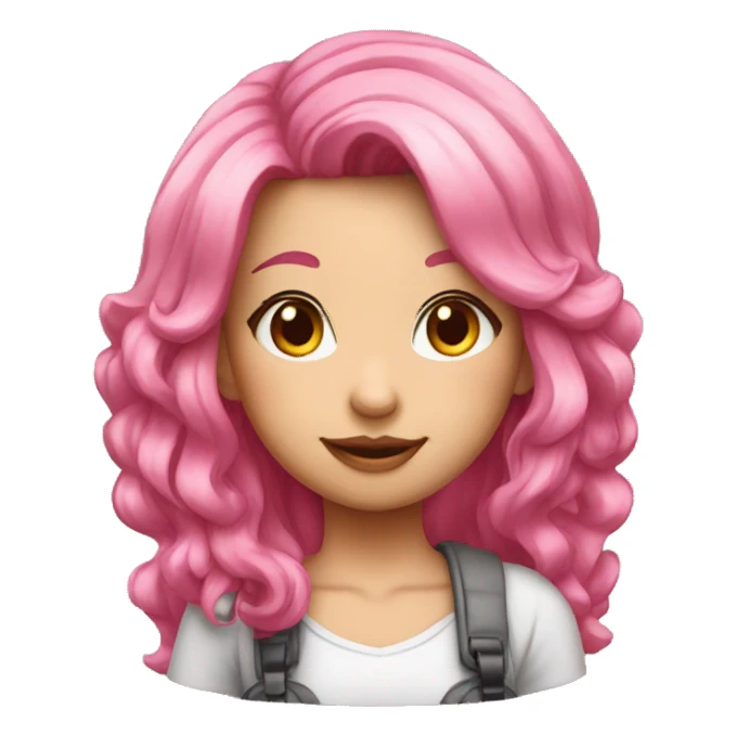 Girl, pink hair pewce sign  sticker