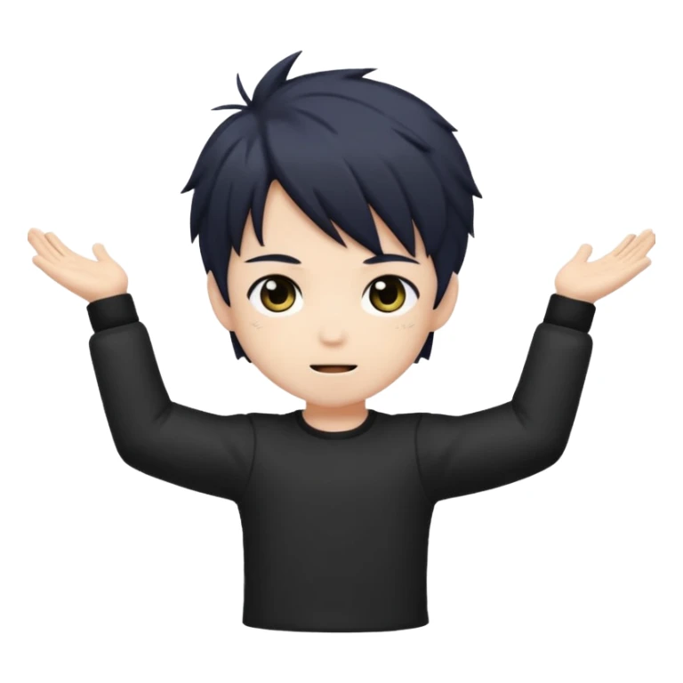 Cute anime style chibi male character with dark aesthetic with arms open wide  sticker