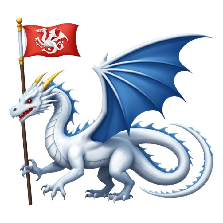 Create a flag with a red background and a white dragon like the red dragon of the welsh flag sticker