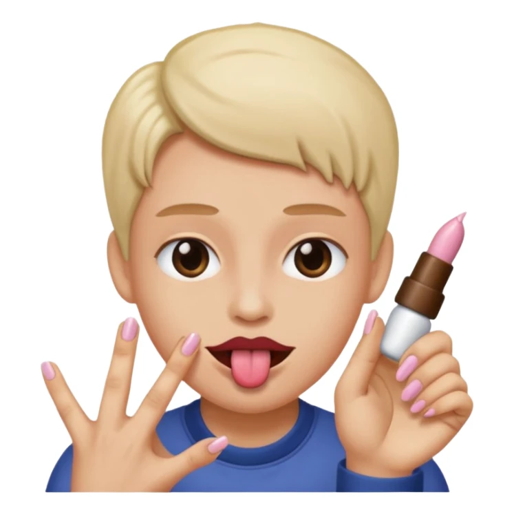 An emoji with 🌚 nails pookie and tongue sticker