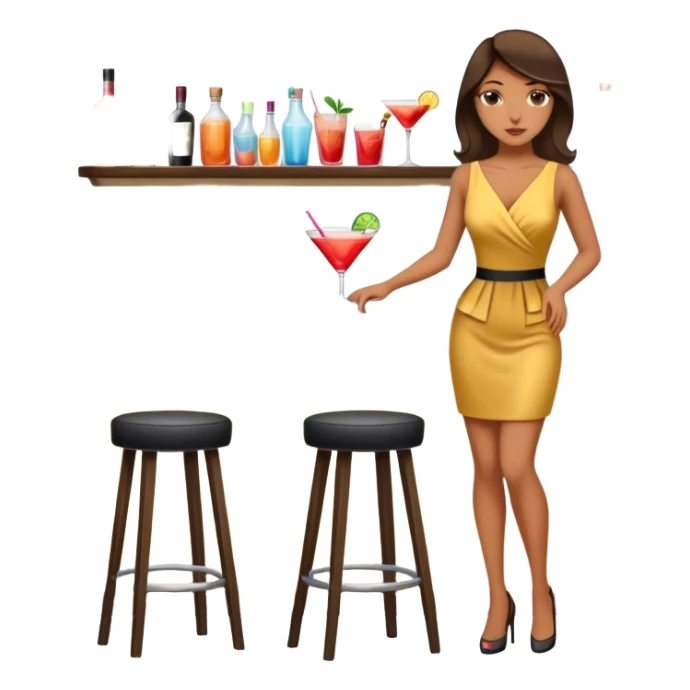 Woman standing by bar stool sticker