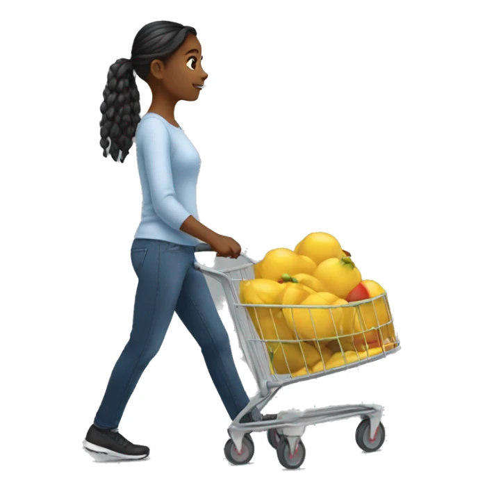 Young woman pushing cart sticker