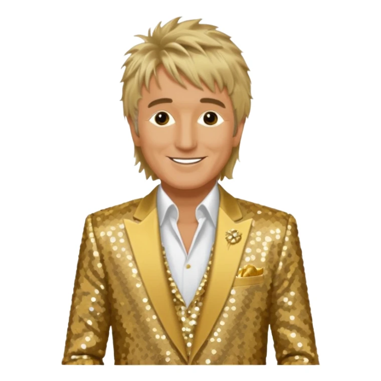 Rod Stewart with gold sequin suit jacket sticker