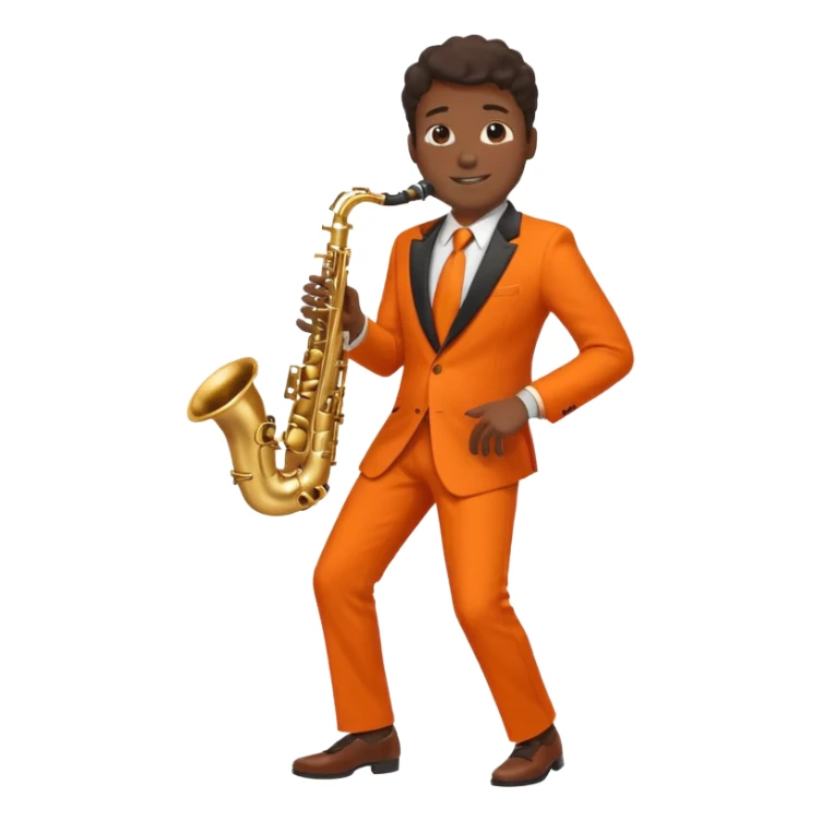 black man playing saxophone in orange suit full body sticker
