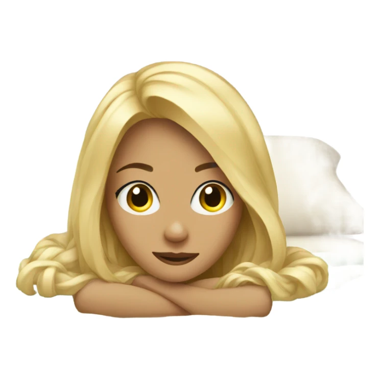 blonde girl laid on bed with a blanket sticker