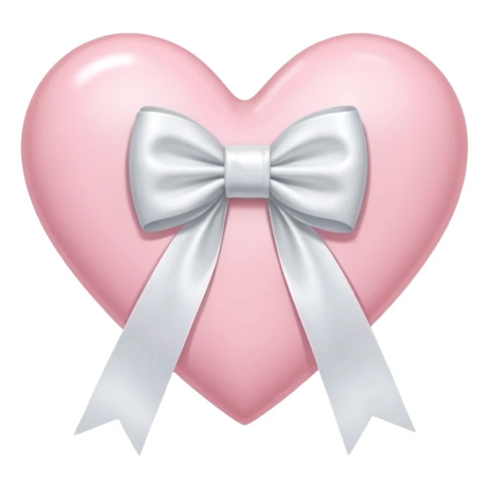 Light pink heart with white ribbon bow sticker