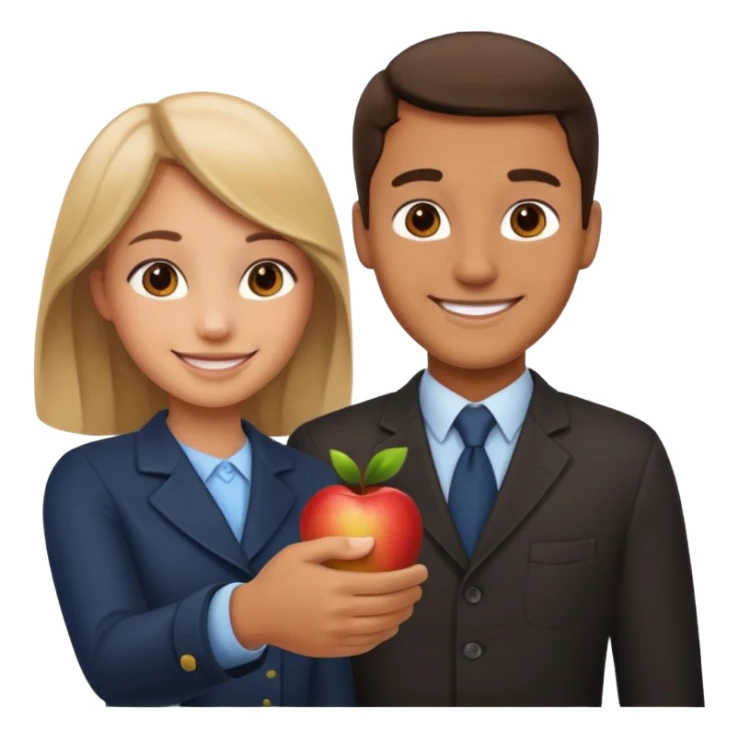 a man and a girl shaking hands, apple emoji style sticker