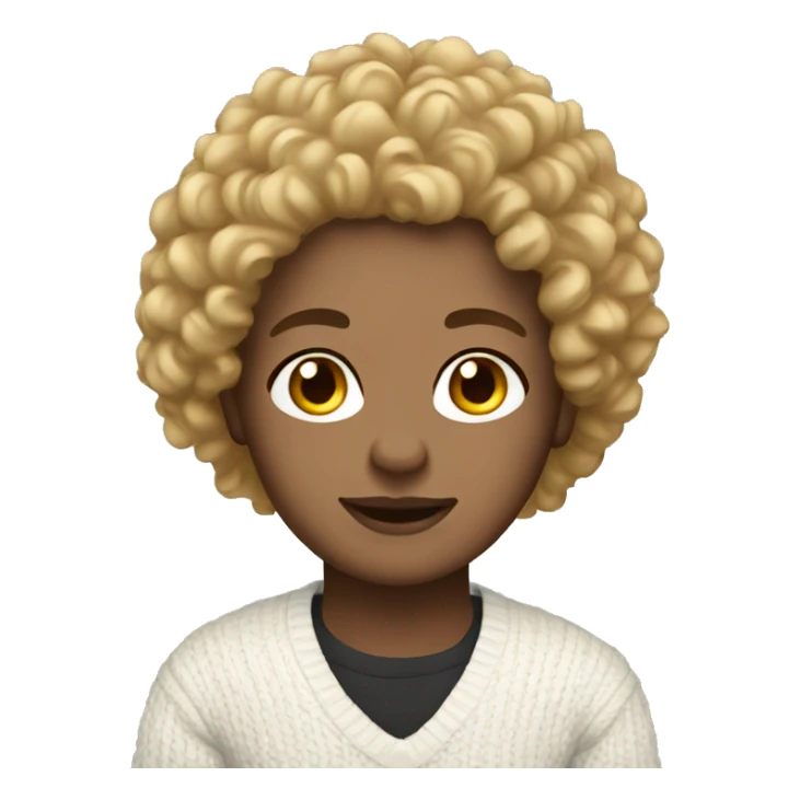 Light skin curly hair with white sweater  sticker