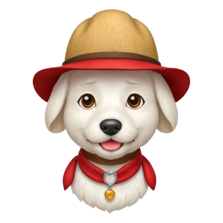 white dog with red mustache and farmer hat and earring sticker