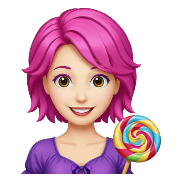 colorful hair woman with candy costume sticker