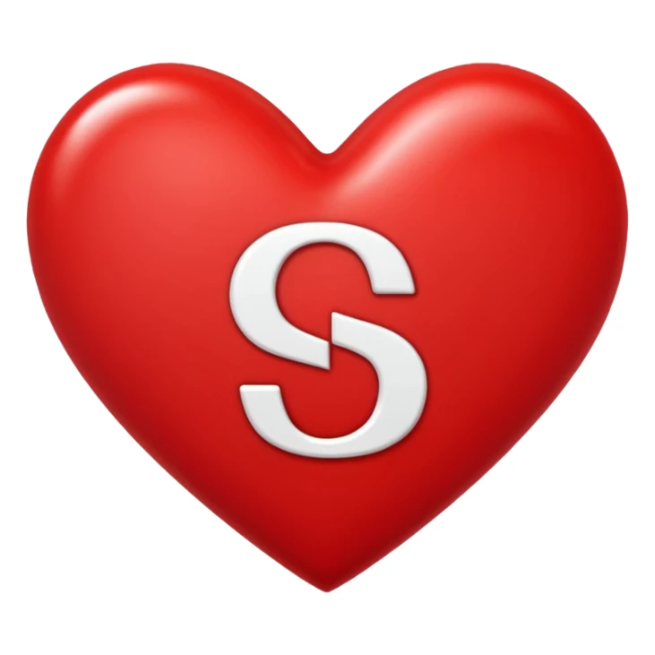 Love heart in red colour and center S letter only sticker