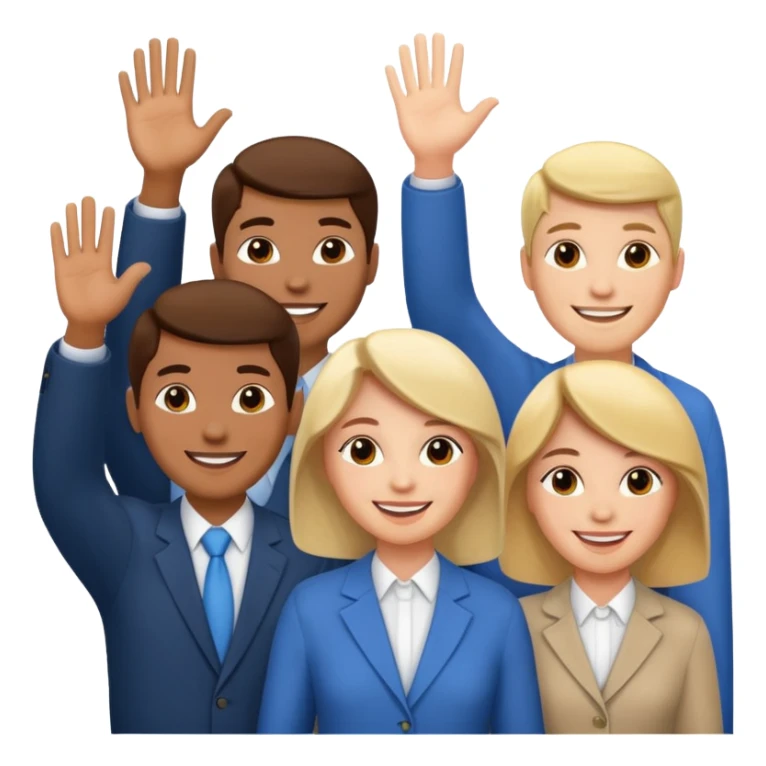 standing and saying goodbye a group of coworkers to right side sticker