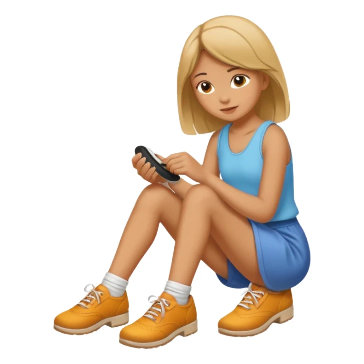 Girl tying her shoe sticker