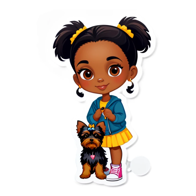Black girl with yorkie sticker