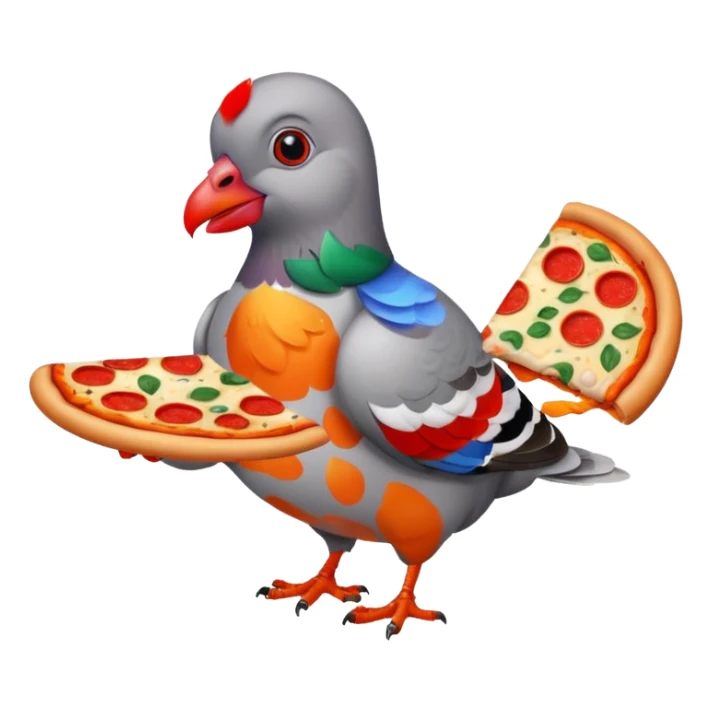pigeon with a pizza in its mouth sticker
