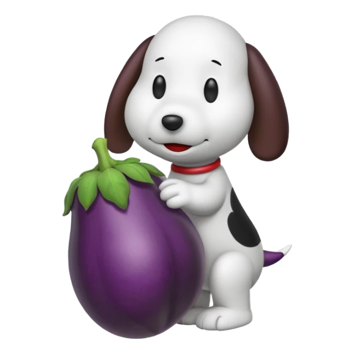 Black and white Snoopy with an eggplant sticker