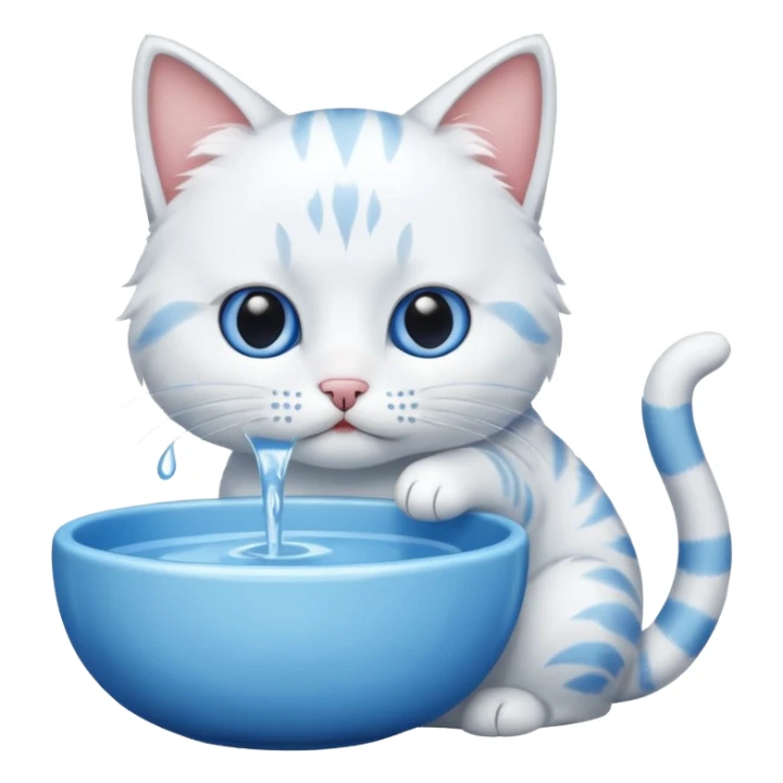 a cat drinks water from a bowl sticker