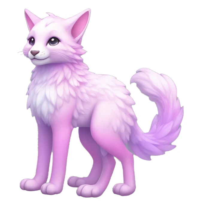 Kawaii colorful bright light pastel lilac-pink-white-gradient fantasy ethereal anthro fursona animal creature sticker