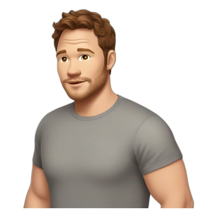 Chris Pratt brunette cartoon wearing t-shirt sticker