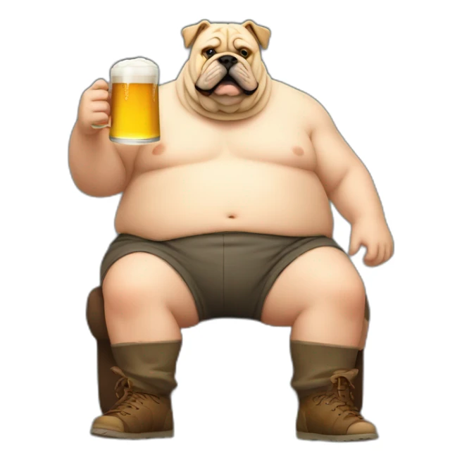 Really Fat Man with a beer and Bulldog sticker