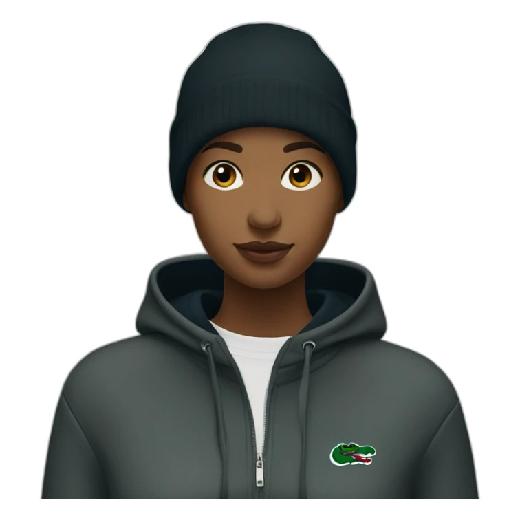 Lacoste bag girl with black lacoste hoodie sticker