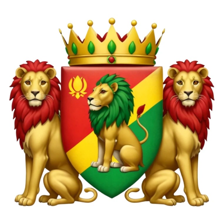 Bob Marley heraldic crest with ethiopian lions and colors sticker