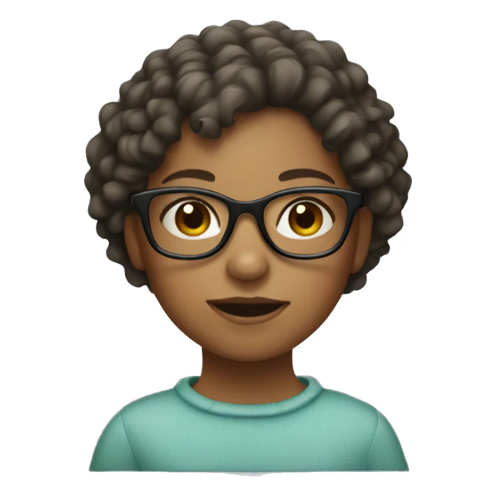Girl with short Curly hair and glasses  sticker