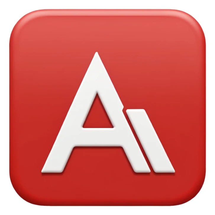 Flat vector emoji icon of a translation symbol, two overlapping rounded squares, the primary color is corporate RED, the front square features a bold white letter 'A', the back square features a bold white Arabic letter 'ع', minimalist UI style, high contrast, white background. sticker