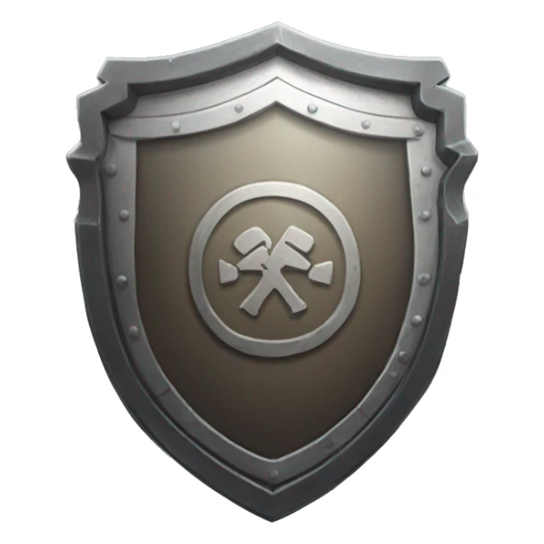 shield sticker with a dumbell drawing in the middle sticker