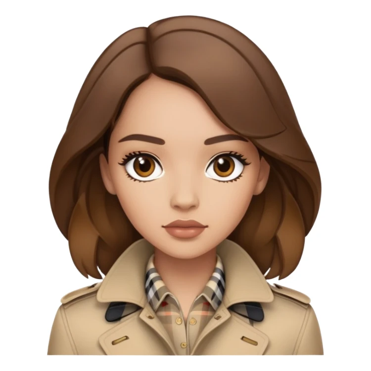 light skin brunette wearing burberry sticker
