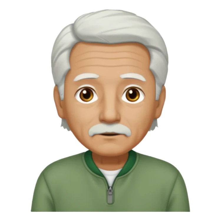abuelo con pelo blanco, ojos cafés y ropa verde sticker