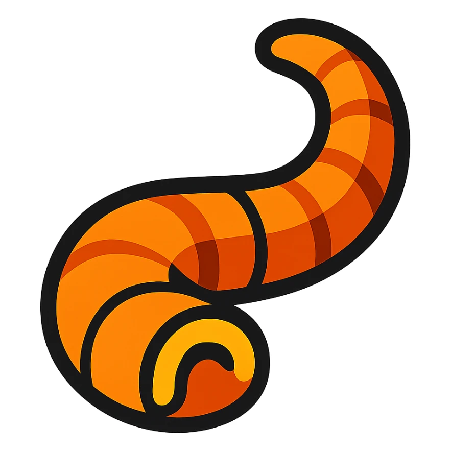 a sandworm tail emoji, stylized and designed to connect seamlessly with the body emoji, completing the worm's form, vibrant toon style sticker