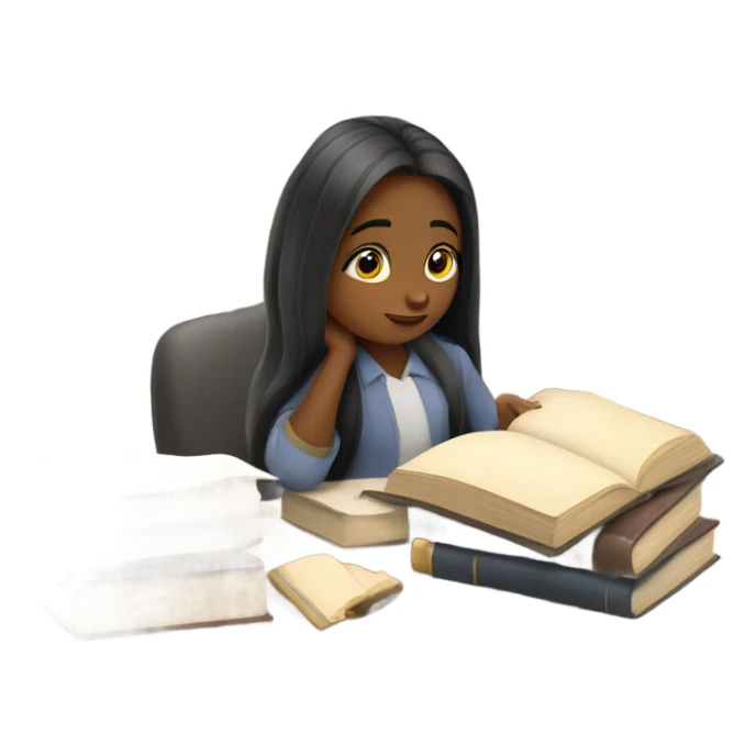 long hair girl studying  sticker