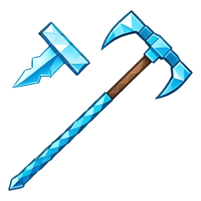 Minecraft diamond pickaxe emoji style with pixelated details sticker