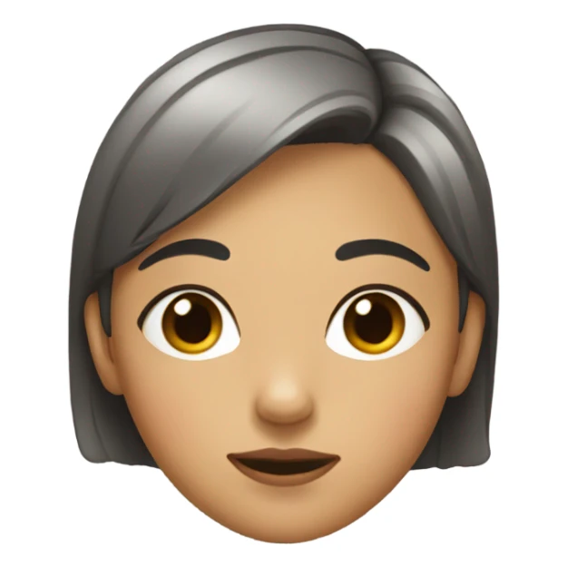 girl with short hair , mole on her nose and chin sticker