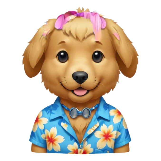 Goldern Dog – wearing blue aloha shirt sticker