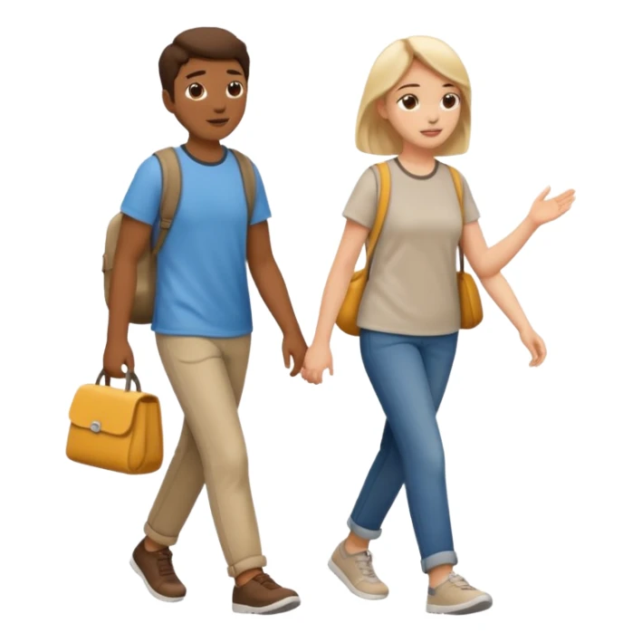 iOS emoji style. 2 friends walking and talking sticker