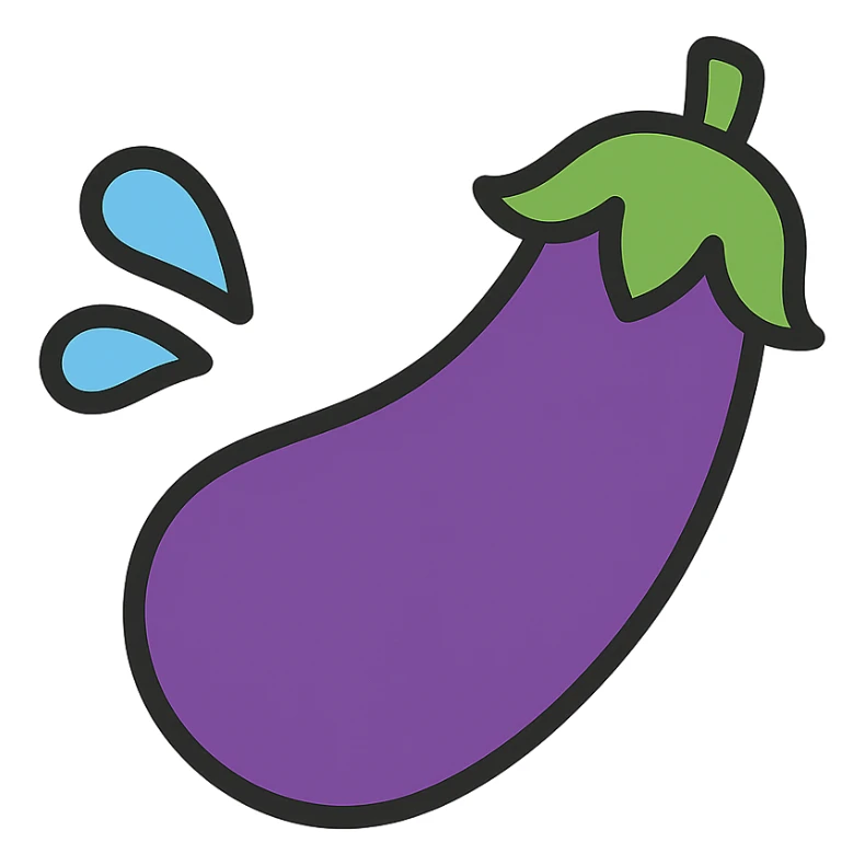 eggplant squirting water droplets colored icon sticker