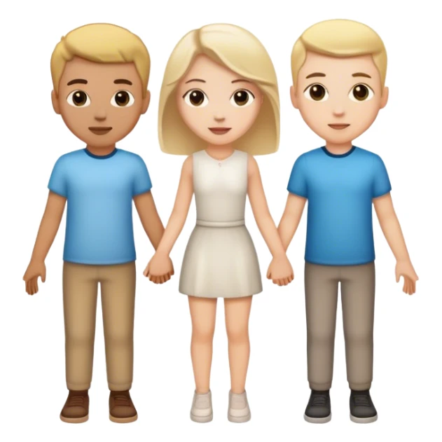 A white girl and two white boys holding hands sticker