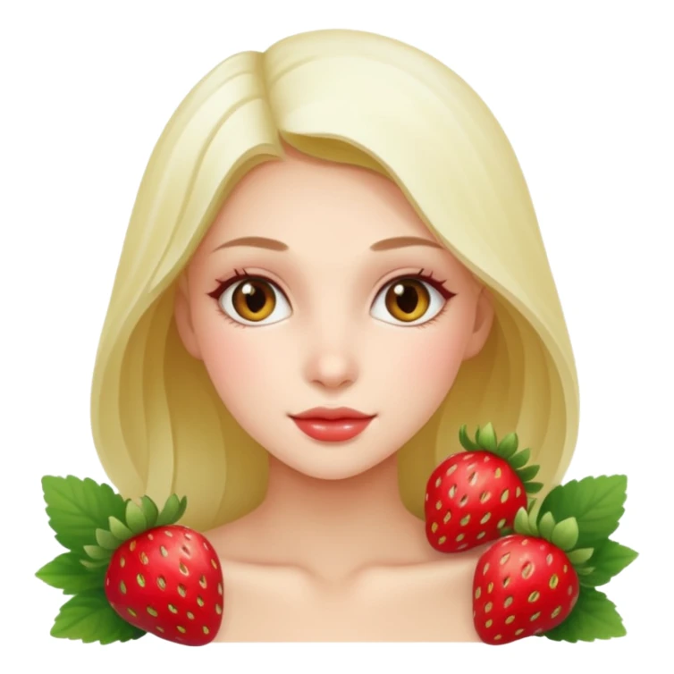 a beautiful girl mix with nenuphar and  Strawberries  sticker