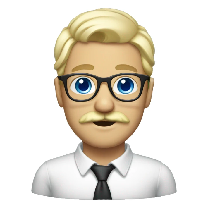 Blond, moustache, glasses and blue eyes sticker