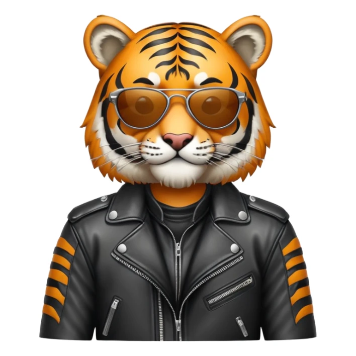 Tiger biker with leather jacket and sunglasses sticker