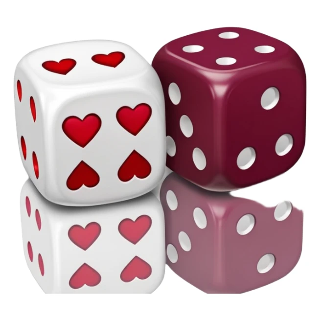two dices in with burgundy heart details sticker