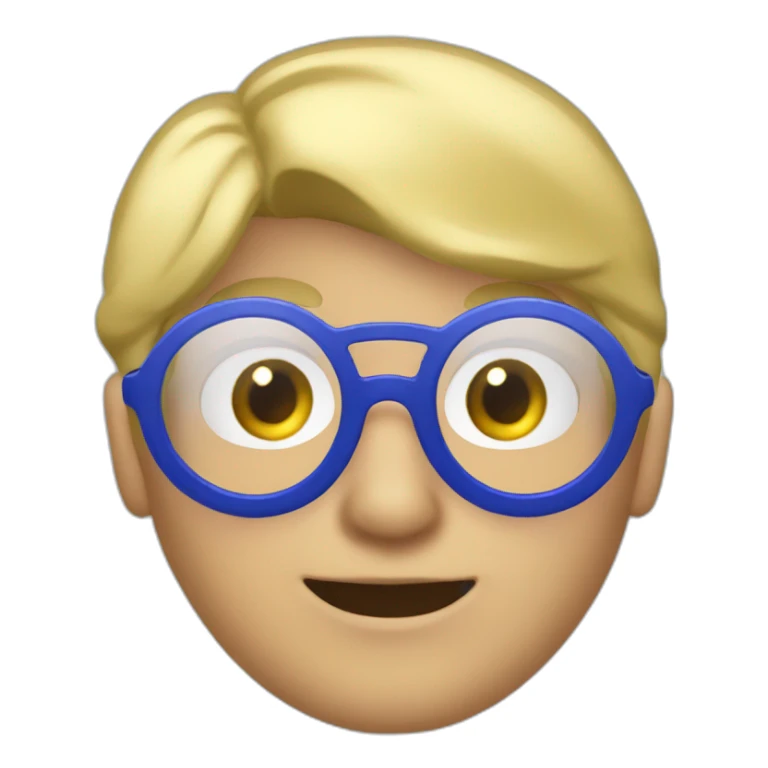 blonde boy with dark blue balaclava and red tinted round glasses sticker