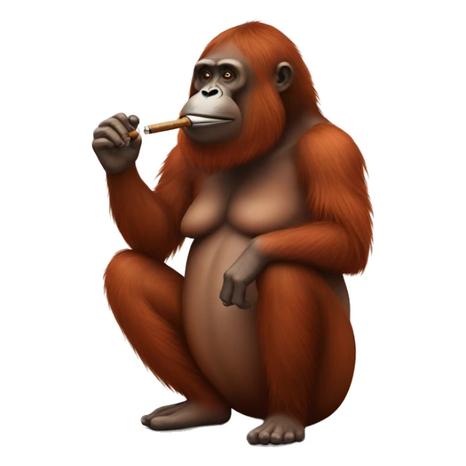 Full body Orangutan smoking tobacco pipe sticker